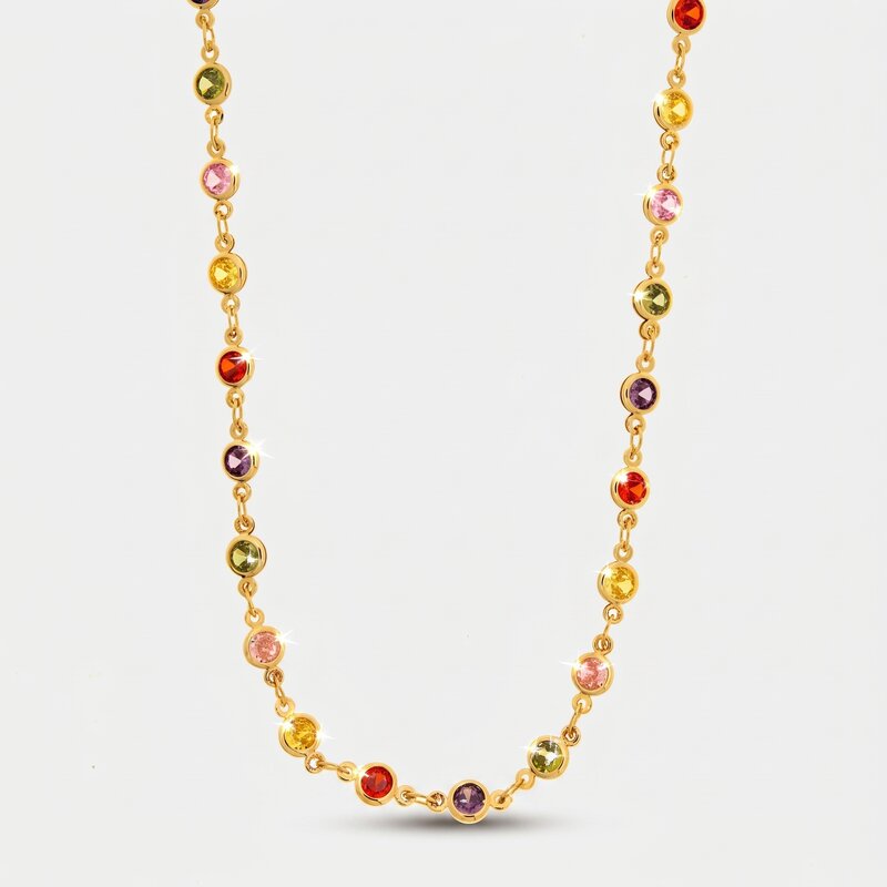 Collana in Metallo giro di cristalli colorati - BYSIMON gioielli