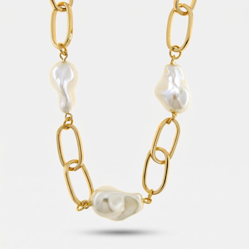 Collana in Metallo a catena con perle - BYSIMON gioielli