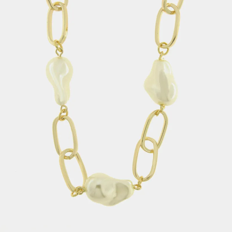 Collana in Metallo a catena con perle
