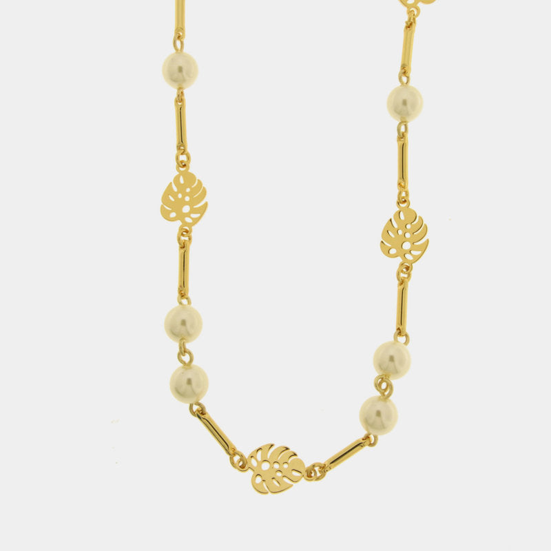 Collana in Metallo foglie e perle