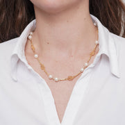 Collana in Metallo foglie e perle