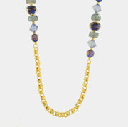 Collana in Metallo catena con cristalli di Murano blu