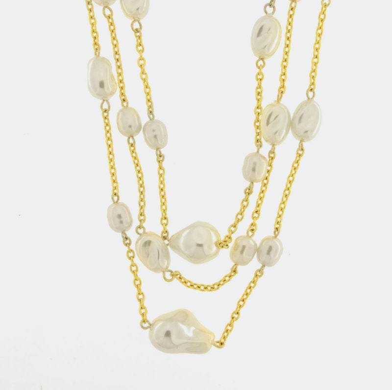 Set coordinato - Collana in Metallo multifilo con perle irregolari