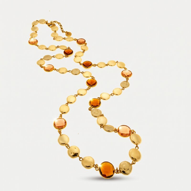 Collana in Metallo perle e cristalli marroni - BYSIMON gioielli