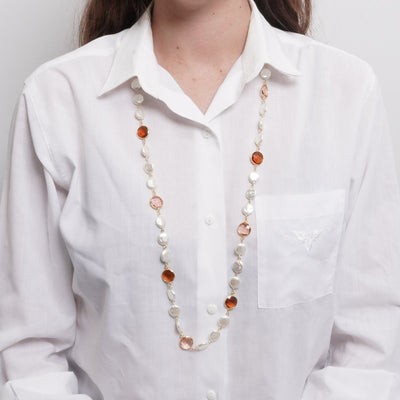 Collana in Metallo perle e cristalli marroni - BYSIMON gioielli