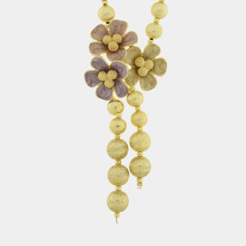 Collana in Metallo fiori colorati con sfere