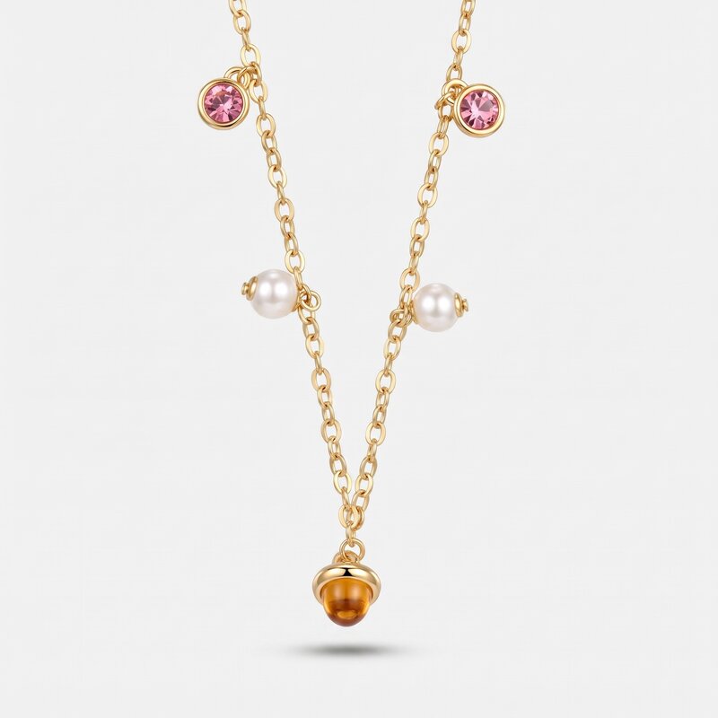 Collana in Metallo cristalli e perle - BYSIMON gioielli