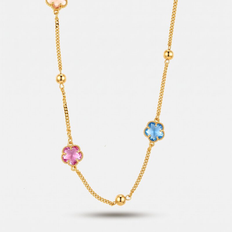Collana in Metallo fiori colorati - BYSIMON gioielli
