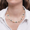 Collana in Metallo pietre azzurri di Murano con fiori e perle