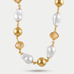 Collana in Metallo giro di perle e cristalli - BYSIMON gioielli