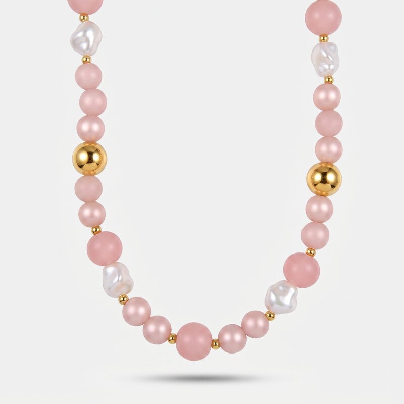 Collana in Metallo cristalli rosa - BYSIMON gioielli