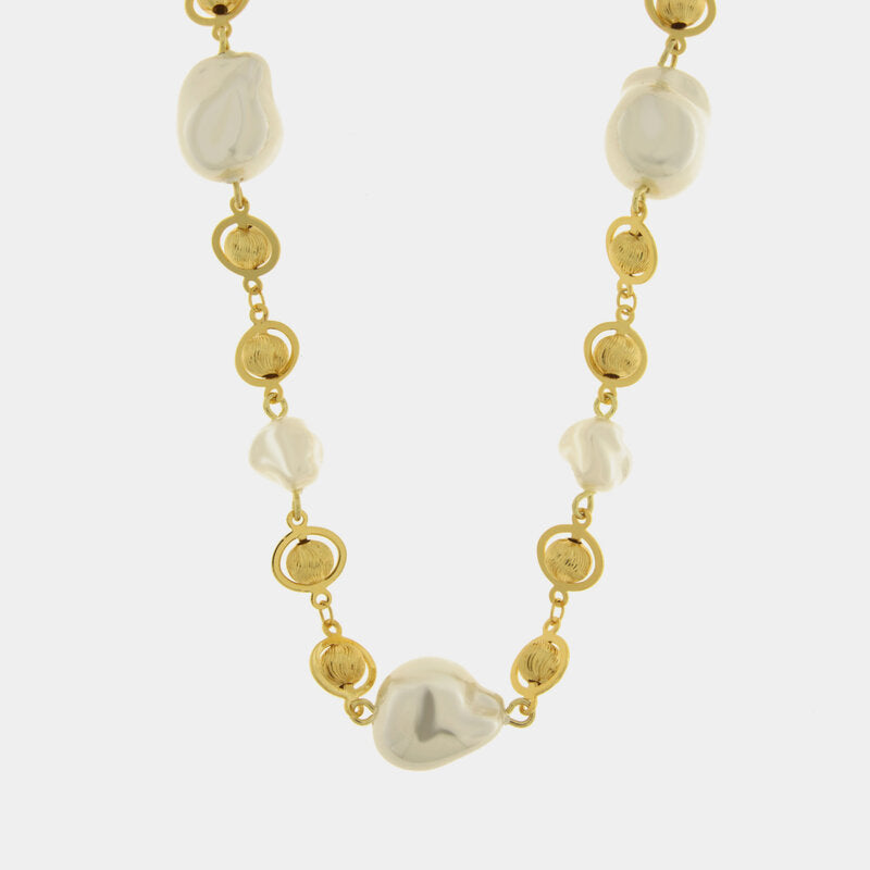 Collana in Metallo cristalli e perle - BYSIMON gioielli