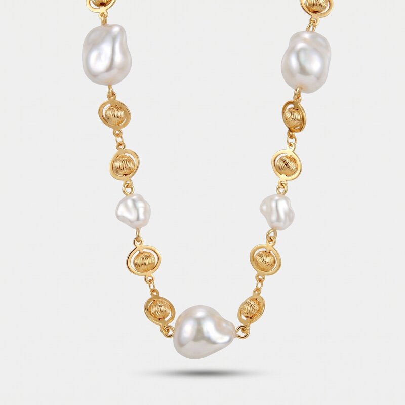 Collana in Metallo cristalli e perle - BYSIMON gioielli