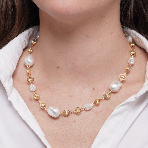 Collana in Metallo cristalli e perle - BYSIMON gioielli