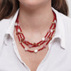 Collana in Metallo multifilo con cristalli rossi - BYSIMON gioielli