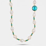 Collana in Metallo cristalli turchesi e perle - BYSIMON gioielli