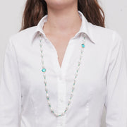 Collana in Metallo cristalli turchesi e perle