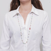 Collana in Metallo cristalli colorati e perle