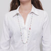 Metal necklace with colored crystals and pearls