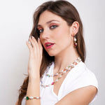 Set coordinato - Collana in Metallo cristalli colorati e perle