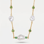 Collana in Metallo cristalli verdi e perle - BYSIMON gioielli