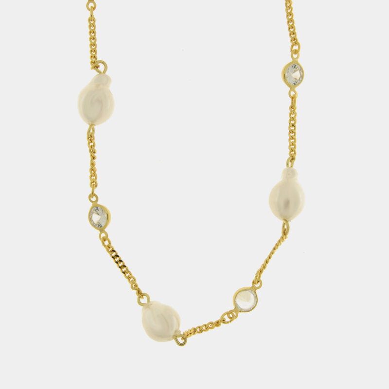Collana in Metallo cristalli e perle