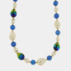 Collana in Metallo pietre blu di Murano e perle