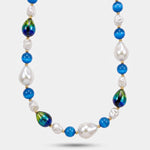 Collana in Metallo pietre blu di Murano e perle - BYSIMON gioielli