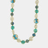 Collana in Metallo pietre verdi di Murano e perle