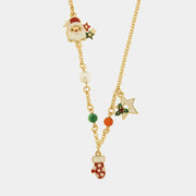 Collana in Metallo guanto rosso, stellla bianca e babbo Natale