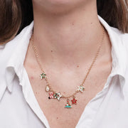 Collana in Metallo stelle colorate, albero di Natale e calza