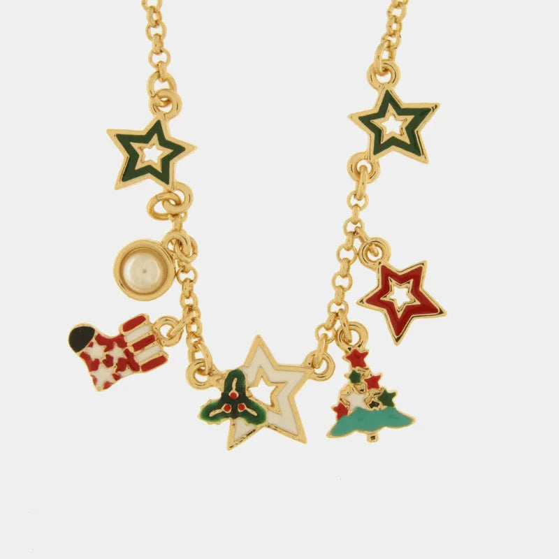 Collana in Metallo stelle colorate, albero di Natale e calza - BYSIMON gioielli