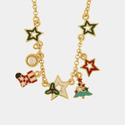 Collana in Metallo stelle colorate, albero di Natale e calza