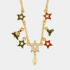 Collana in Metallo stelle colorate, albero di Natale e vischio