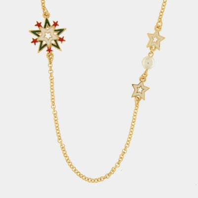 Collana in Metallo Con fiocco di neve e stelle colorate - BYSIMON gioielli