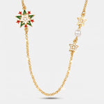 Collana in Metallo Con fiocco di neve e stelle colorate - BYSIMON gioielli
