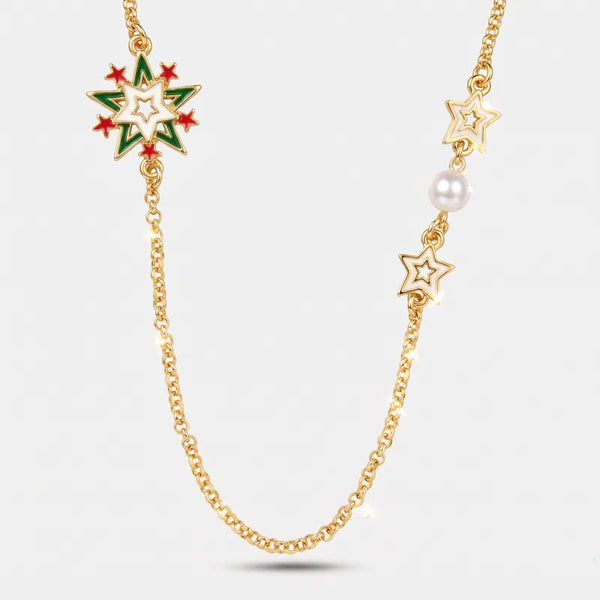 Collana in Metallo Con fiocco di neve e stelle colorate - BYSIMON gioielli
