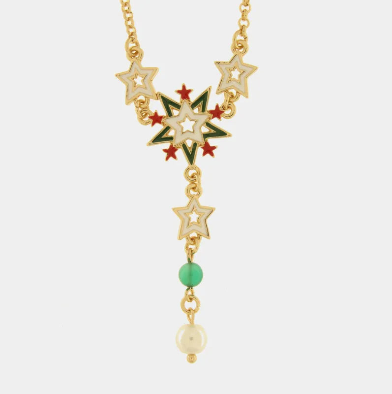 Collana in Metallo Con fiocco di neve multiclore e stelle colorate