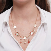 Collana in Metallo con fiocchi di neve stelle colorate