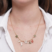 Collana in Metallo stelle colorate, vischio e guanto