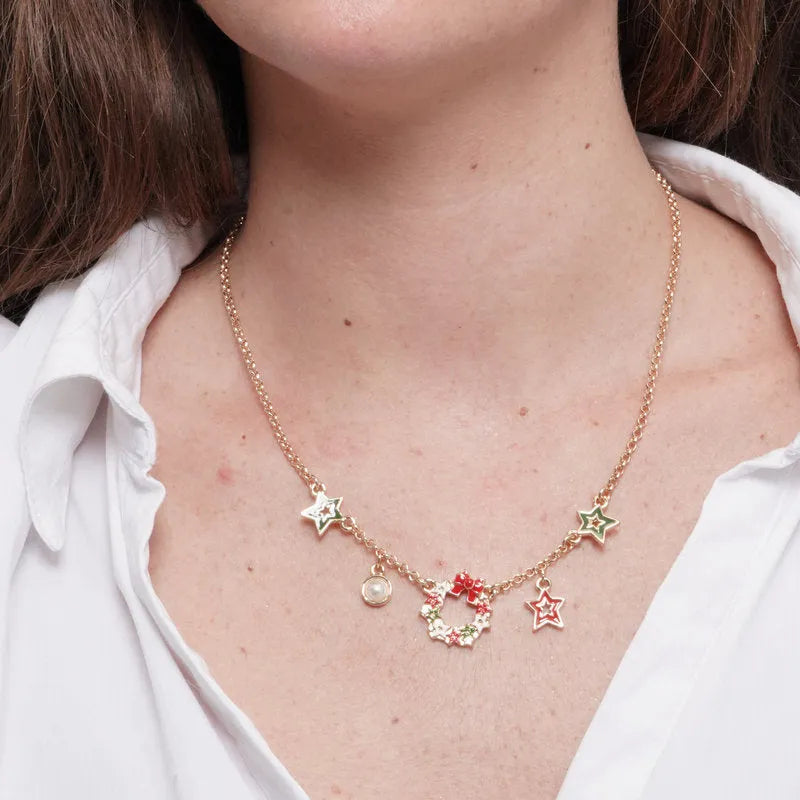 Necklace in Metal garland of colorful stars