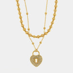 Collana in Metallo multifilo con lucchetto a forma di cuore - BYSIMON gioielli