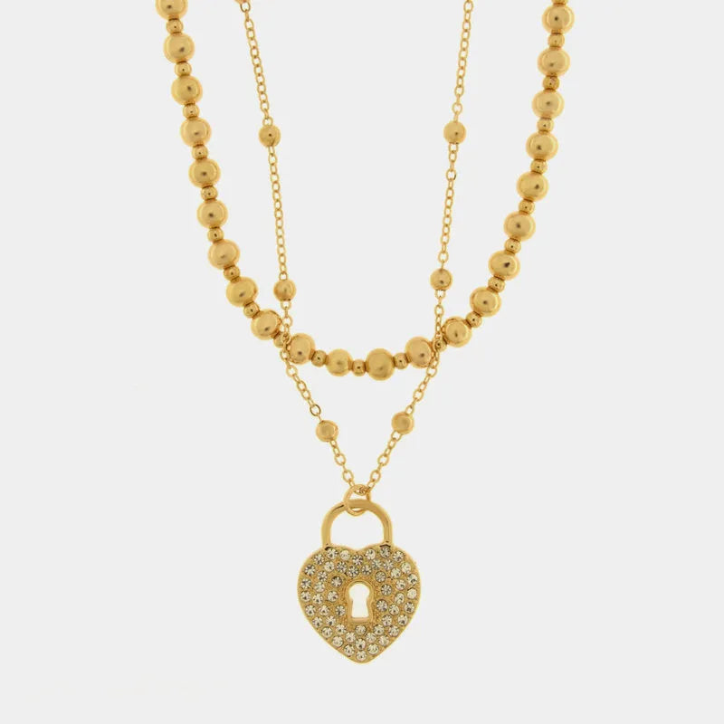 Collana in Metallo multifilo con lucchetto a forma di cuore - BYSIMON gioielli