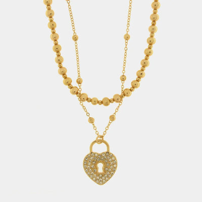 Collana in Metallo multifilo con lucchetto a forma di cuore - BYSIMON gioielli