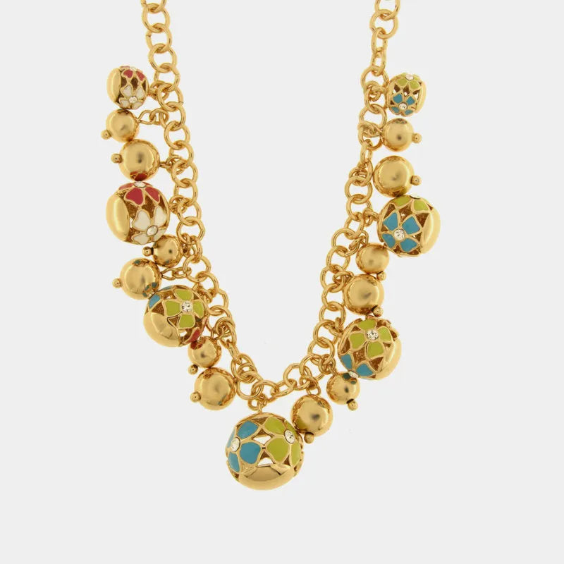 Collana in Metallo con sfere impreziosite da smalti colorati - BYSIMON gioielli