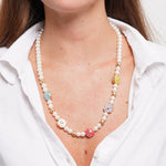 Collana in Metallo con perle e fiori colorati - BYSIMON gioielli