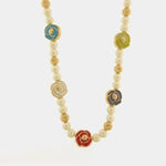 Collana in Metallo con perle e fiori colorati - BYSIMON gioielli