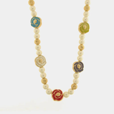 Collana in Metallo con perle e fiori colorati - BYSIMON gioielli