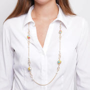 Collana in Metallo con perle e sfere impreziosite da fiori colorati