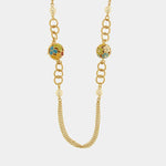 Collana in Metallo con perle e sfere impreziosite da fiori colorati - BYSIMON gioielli